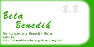 bela benedik business card